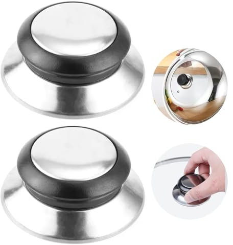Visxcnu 2Pcs Perillas para Tapa de Cacerola, Asas y Pomos Universales de Repuesto, Mango de Olla para Salsas,Pomo de Tapa de Acero Inoxidable Para Olla para Tapadera Utensilios de Cocina de Repuesto