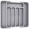 Lifewit Bandeja Cubiertos Cajon,BPA Free Organizador Utensilios Cocina, Cubertero Extensible para Cuchillos/Tenedores, Separador Herramientas para Encimera, Almacenaje Accesorios para Armario, Gris