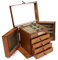WooDerson 5 Etagen Braun Schmuckkasten Holz, Passwort-Schloss, Schnitzereien Design, Schmuckschatulle Mit Spiegel, Mit 4 Schubladen, Schmuckbox Für Ohrringe Ketten Ringe