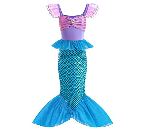 Lito Angels Déguisement Princesse Marine Fille, Violet Bleu, 2-13 Ans | Déguisement de fête d'anniversaire, accessoires inclus