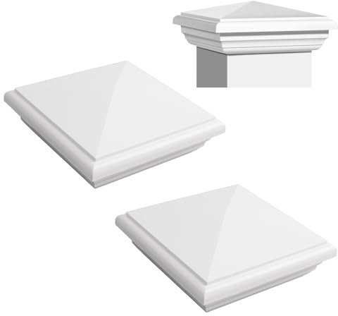 UFURMATE 4x4 Zoll PVC Pfostenkappen 2Pcs Holz Zaunkappen Spitz quadratische Pfosten Terrassenkappen Outdoor Caps für den Zaunschutz (weiß)