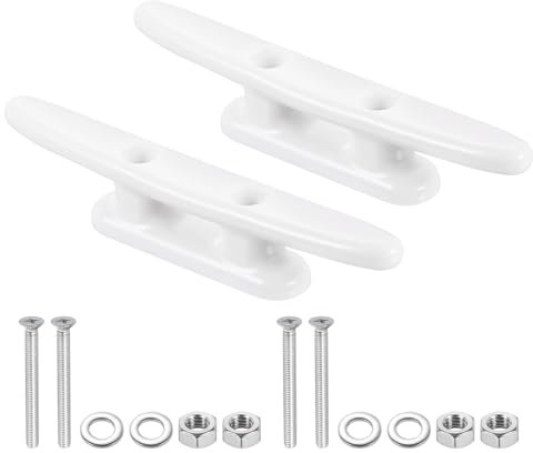 PATIKIL 4 Inch Nylon Boat Dock Cleat 2 Pack Kayak Rope Tie Cleat with Screws for Boat Docks Kayaks Marine Nautical Decor, White