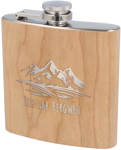 Spruchreif | Flachmann aus Edelstahl mit Gravur | Flachmann aus Holz | Outdoor Geschenk | Geschenkidee | Bergweh