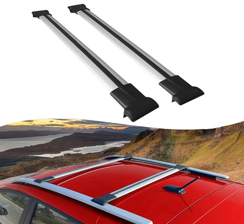 Axenture Roof Rack Cross Bars for Dacia Duster Hs (Pre-Facelift) 2014-2017 ; Compatible with Raised Roof Rails and Roof Bars - 2 Pcs Aluminum Rail Carrier (Grey)