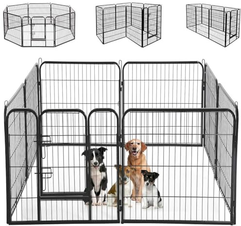 BAKAJI Freilaufgehege mit Tür für Tiere aus Eisen, modularer Zaun aus Metall, für Innen- und Außenbereiche, für Hunde, Katzen, Hamster, Kaninchen, Chinchilla (77 x 80 cm)