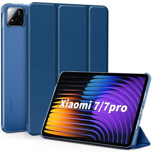 EasyAcc Funda Compatible con Xiaomi Mi Pad 7/7 Pro (11,2 Pulgadas, Modelo 2024,7ª generación), Ultrafina, translúcida, Mate, Cubierta Trasera, Azul mar