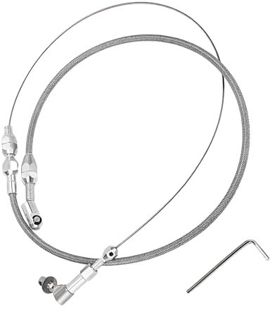 SHMZK 24 Throttle Cable Kit, Stainless Steel Braided Throttle Control Cable Line with Fitting, Universal Throttle Cable Assembly Braided Throttle Gas Cable, Car Accessories