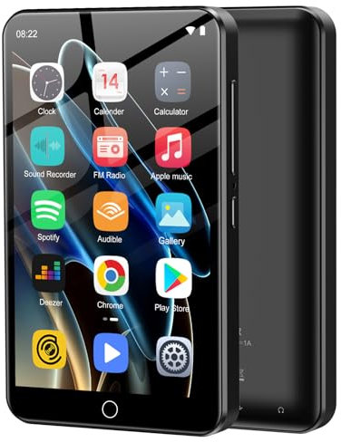 80GB MP3 MP4-Player mit Bluetooth und WLAN, 4 Zoll Touchscreen, mit Spotify, Android-Streaming-Musik Player mit Audible, Tragbarer digitaler Hi-Fi-MP4-Player