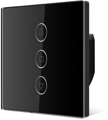 Tallifun Interrupteur Volet Roulant Connecté avec Fonction Pourcentage, Interrupteur Mural Commande Vocale Programmation pour Rideaux Compatible Alexa/Google Home/Smartlife (Noir, 1)