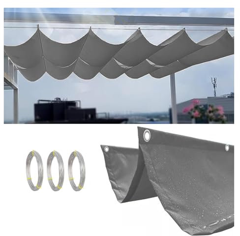 Retractable Wave Sun Shade Sail, Water Proof Pergola Shade Cover With Mounting Kit, UV And Sun Protection Canopy For Yard Deck Lawn Garden Patio Carport(Gray)