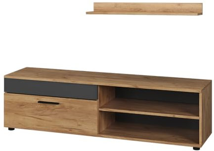 Vicco Lowboard & Regal Berno, Goldkraft Eiche/Anthrazit, mit 1 Klappe