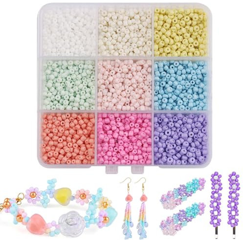 Canollo 900 Stück Perlen für Armbänder, 3mm Bunte Glasperlen zum Auffädeln, Perlenkette Selber Machen Set, DIY Perlen zum Auffädeln für Schmuckherstellung, Halsketten, Ohrringe, Handwerk