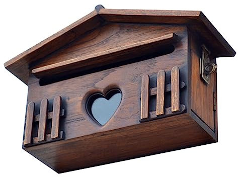 HOMSFOU Wandmontierter Wetterfester Briefkasten Holz Rustikaler Posthalter Mit Einfachem Zugang Vintage Vorschlagsbox Für Haus Und Villa Vielseitig Nutzbar Langlebig Und Praktisch
