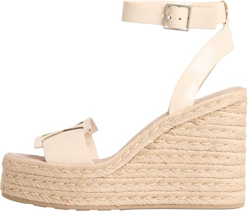 Calvin Klein Damen Wedge Espadrilles mit Knöchelriemen, Elfenbein (Light Cashew), 41