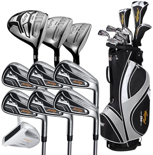 PGF Men's Mustang MK7 Complete Golf Club Package Set [Hand: Right] [Length: Standard] [Flex:Regular][14-Pieces]