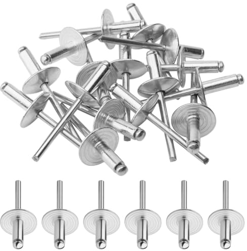 120 Pezzi Rivetti Ciechi in Alluminio, 4,8x16 mm Rivetti Flangiati Grandi | Rivetti Pop Argento, Set di Rivetti Ciechi, Rivetti Ciechi con Testa a Cupola, per la Lavorazione del Legno, Mobili, Lamiera