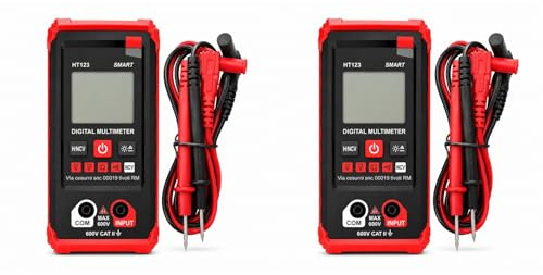 2 Pezzi Multimetro Digitale Smart HT123, Tester Elettrico NCV CAT II 600V con Display LCD, Rilevamento Automatico AC/DC, Misura Tensione Resistenza e Continuità, Cavi di Prova e 2 Batterie AAA Incluse