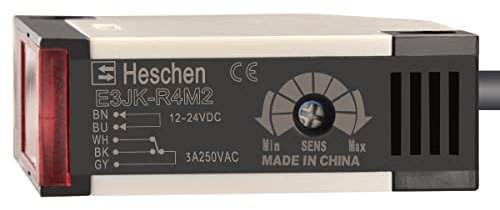 Heschen Interruptor fotoeléctrico, E3JK-R4M2, DC 12-24V, tipo de reflexión de retroalimentación, distancia de detección 4M, con panel reflector