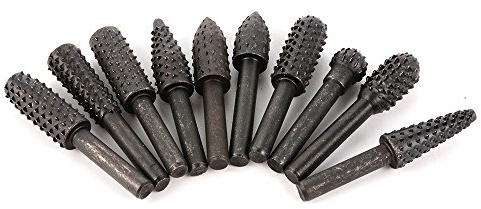 10pcs Rotary Burr Set Wood Carving File Rasp Drill Bits 1/4 6mm Shank Tool