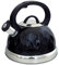 Voche® Black 3 Litre Stainless Steel Whistling Kettle with Diamond Design for Gas, Electric & Induction Hobs