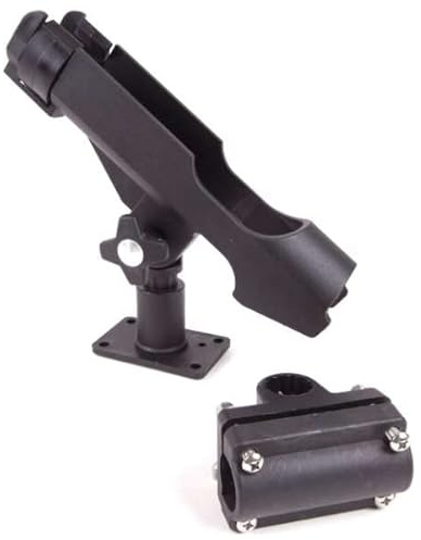 DLT ABS Rutenhalter - Bootsrutenhalter - Universal Klemme - Relinghalter - Bootshalter - Angelrutenhalter - (Schwarz)