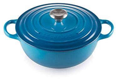 LE CREUSET Evolution La Marmite Cacerola con tapa, Redonda, Todas las fuentes de calor incl. inducción, 4,1 l, Hierro fundido, Azul(Marseille), 26 cm