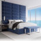 VANT Gepolsterte Kopfteile - Accent Wall Panels - Pack von 4 - Einfache Installation - König und Zwilling Bett Größen(76cm BREITE, Plüsch Samt Marine)