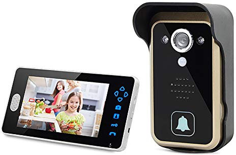 YLXD Kit Videocitofonico Campanello Kit Citofono Campanello Smart Videocitofono Intercom Wireless con 7 Pollici LCD Funzione di Visione Notturna