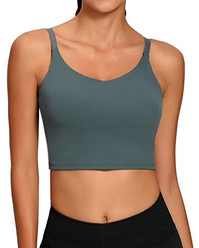 Lemedy Sport-BH mit verstellbarem Riemen, gepolstertes Tanktop, Workout, Yoga, Fitnessstudio, Laufen - Blau - small