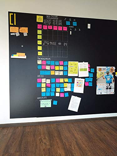KaRoFoilFIX Magnetische Tafelfolie Selbstklebend | Farbe: schwarz | Meterware Magnetfolie | Memoboard | Kreidefolie mit Magnetischer Haftkraft inkl. Kreidestift + 10 Magnete (300x100cm)