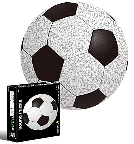 croselyu Puzzles für Erwachsene, 1000 Teile, Pfauen-Puzzle, rund, für die Familie, Heimdekoration (Fußball)