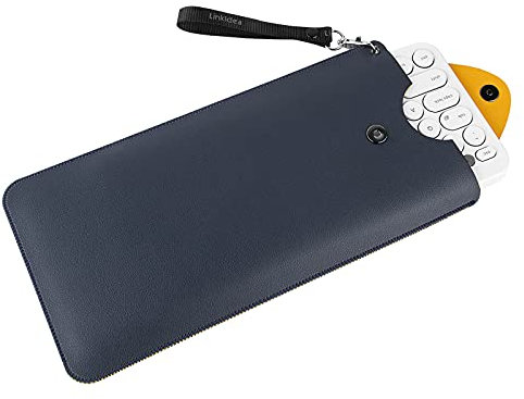 Linkidea Housse de protection en cuir végétalien pour clavier sans fil multi-appareils Bluetooth Logitech K380, clavier magique, clavier Bluetooth ultra fin (bleu foncé)