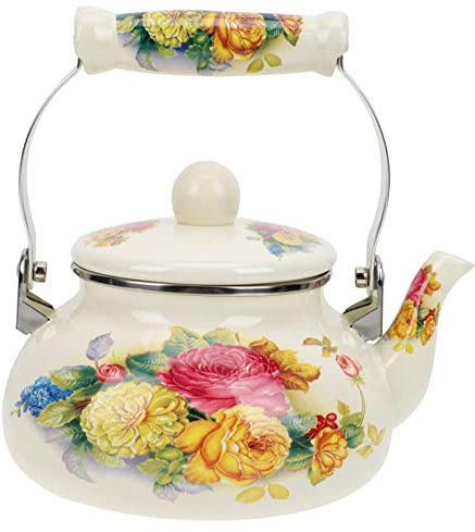 YARNOW Teiera Smaltata Addensata Teiera Turca Teiera della Bollitore Turco Porcellana Teiera Teapot. Bollitore in Teiera Floreale Ceramica Sciolta per Smalto Apri La Pentola Semplice