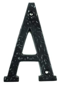 UAP House Numbers - 4 Inch Black Iron Door Numbers Screw Fix For Front Door, Rustic Address Number Screw On For Doors And Gates, Made of Solid Cast Iron (Letter A)