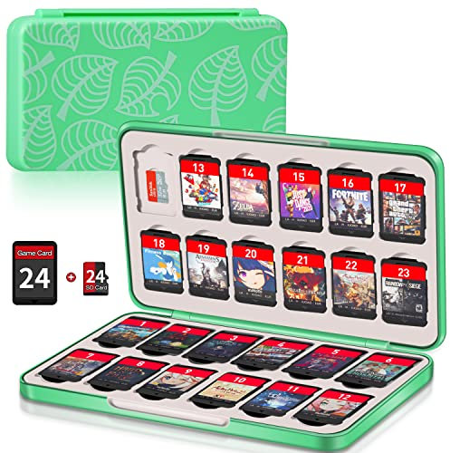 Étui de jeu Switch avec 24 emplacements pour cartouches et 24 cartes Micro SD, organiseur de jeu portable fin avec fermeture magnétique, coque rigide de protection et doublure douce
