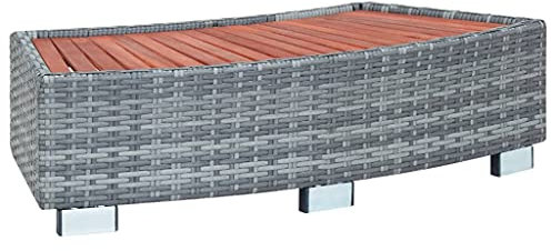 Hommdiy Spa-Einstiegsstufe Einstieg Trittstufe Treppe Whirlpooltreppe Pool Einstiegstreppe Einstiegshilfe Outdoor Grau Poly Rattan 92×45×25 cm