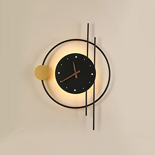 Jadssox kreative Wandleuchte Uhr Geometrische Schwarze Wandleuchte Moderne Wandleuchte, Moderne Innenwandfluter für Wohnzimmer Restaurant Schlafzimmer Flur, 3000K warmweiß