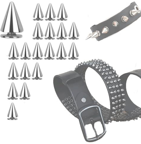 zalati Borchie a cono punk con punte e borchie a forma di albero per abbigliamento, toppa punk, artigianato in pelle in metallo