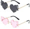 DUTIFUL Flammen Sonnenbrille Herz Rahmenlose Form Brillen Unisex Retro Herzförmige Mode Vintage Punk-Stil Frameless Sun Glasses für Damen Herren