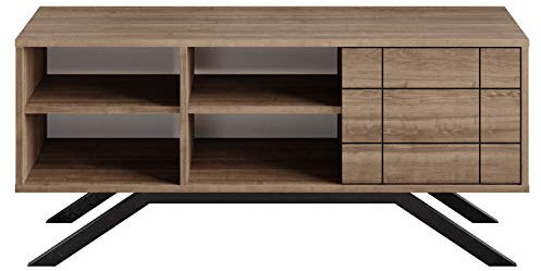 DECOROTIKA - North TV 130 cm Wide Cabinet TV Stand TV Unit (Walnut Pattern and Black)