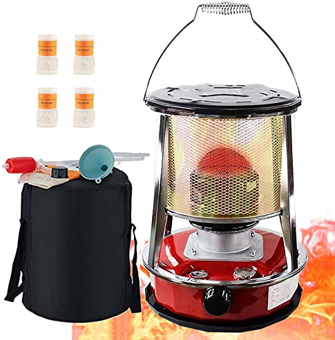Xrdbfd Poele Au Kerosene pour Intérieur, Chauffage Au Kerosene avec Mèche, Grands Brûleurs De Réchaud À Pétrole, Réchauffeur De Poêle Au Kérosène Portable, pour Intérieur Extérieur,4.6Lred