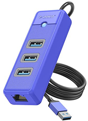 ORICO Hub USB Ethernet, Hub USB 3.0 à 3 Ports, Adaptateur USB-A vers Ethernet Gigabit avec 3*USB A 3.0 pour Ordinateur Portable, Compatible avec MacBook iPad Pro