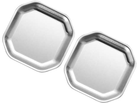 KICHOUSE Lot De 2 Petits Plateaux De Service Octogonaux en Acier Inoxydable pour Collations Desserts