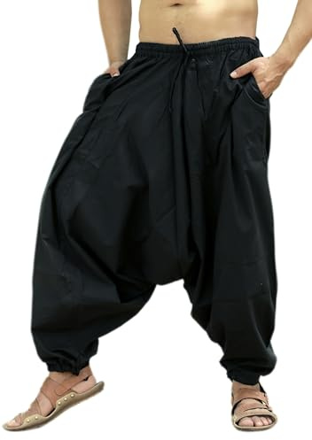 SARJANA Men's Cotton Harem Yoga Baggy Boho Pants (as1, Alpha, one_Size, Regular, Regular, Black1)