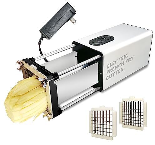 Fstcrt elettrica taglia patate, Taglia patate a bastoncino, Affetta patate in acciaio inox con, Con 1/2 e 3/8 pollici lame, Affetta patate, Perfetto per patate e carote, cetrioli, cipolle, mele