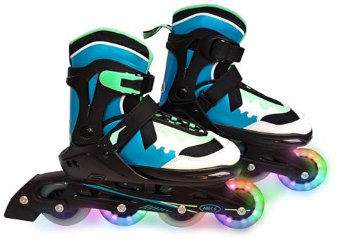 FASports Karuso Inlineskates Erwachsene 37-41, Inliner Kinder 29-34, Inliner Kinder 35-40 Mädchen/Jungen, verstellbar, 80 mm LED-Rollen, Inliner Damen/Herren, 33-37