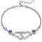 ASH'S CHOICE Armband Damen, Sterling Silber Armband Herz Doppel Liebe Zirkonia Lila Verstellbares Armband Muttertag Geburtstags Weihnachten Bijoux für Damen Frauen Freundin Mama