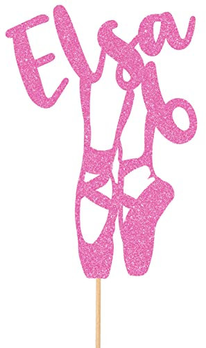 Personalised Ballet Dancer Gymnastics Glitter Cake Topper - Lt Pink Custom Age & Name Glitter Cake Decoration and Sprinkles - Happy Birthday Decorations - Personalised Toppers for Cakes by Cakeshop