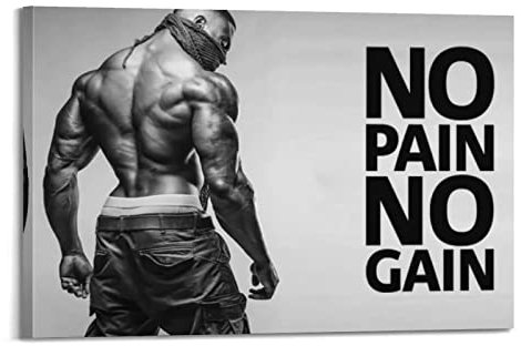 WELTS Motivierendes Poster No Pain No Gain, dekoratives Gemälde, Leinwand, Wand- und Kunstbild, Familien-Schlafzimmer, Dekoration, 20 x 30 cm