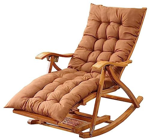 SXBHDM Sonnenliege Schaukelstuhl Schwingstuhl Gartenliege Klappbar Liegestuhl Gartenstuhl Liegestühle Liegender Liege Recliner für Erwachsene Hoch Senioren, mit Kissen